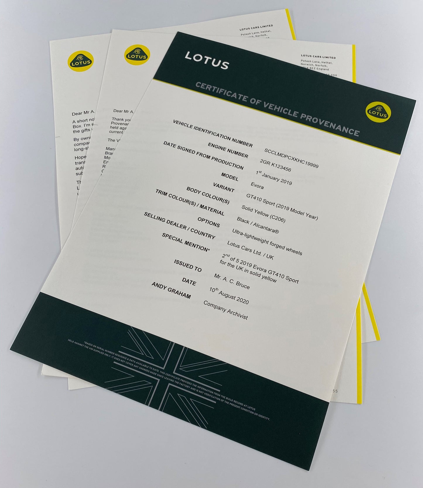 Lotus Certificate of Provenance - Certificato di Provenienza